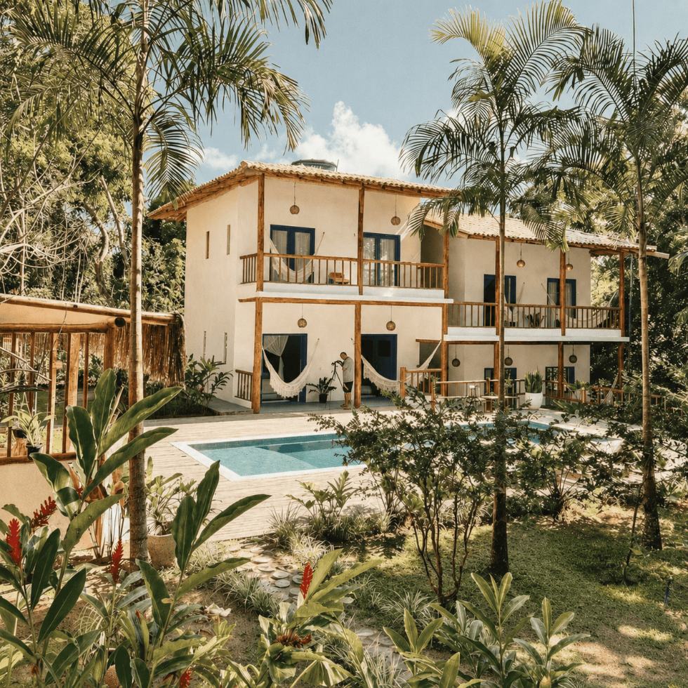 Casa Angelina, pousada em Trancoso, Bahia, onde o Tô Hospedando nasceu